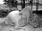 Doug Cranmer carving at Totem Park, 1961