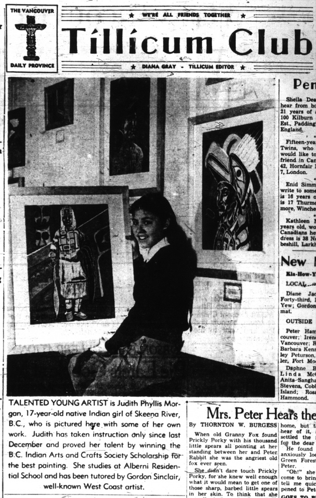 Tillicum Club: Talented Young Artist, Vancouver Province, July 17, 1947 (page 20)