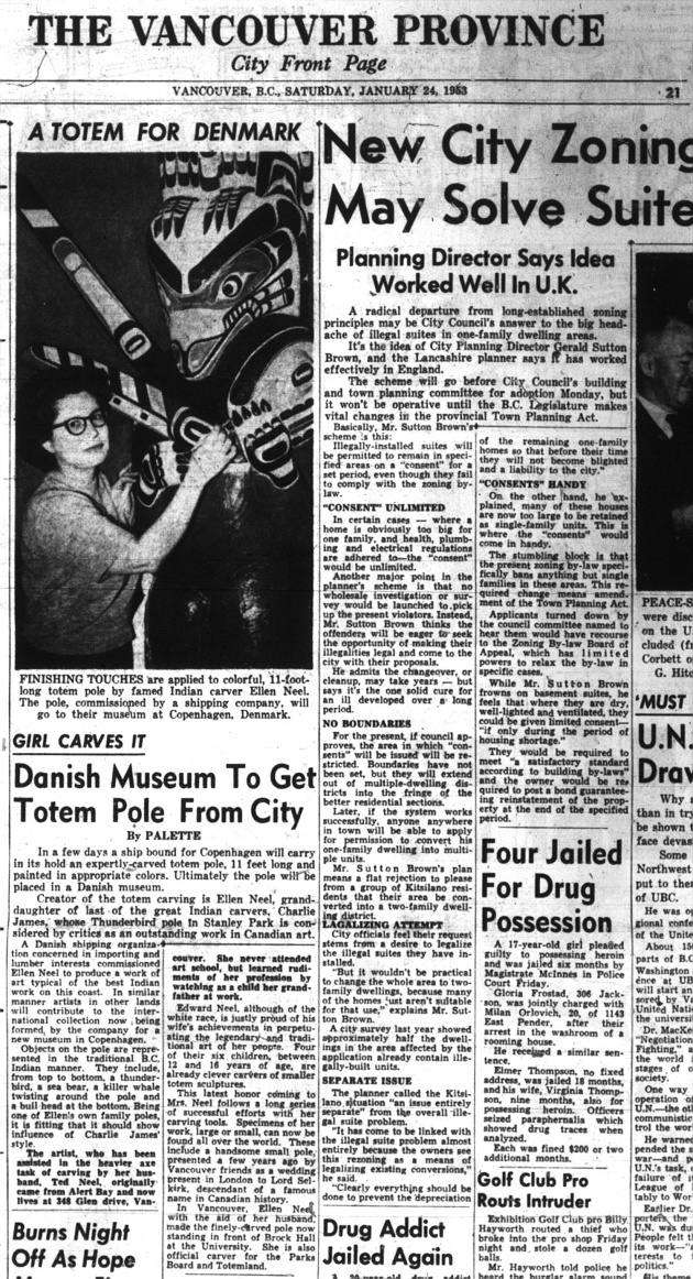 Danish Museum To Get Totem Pole From City, Vancouver Province, January 24, 1953 (page 21)
