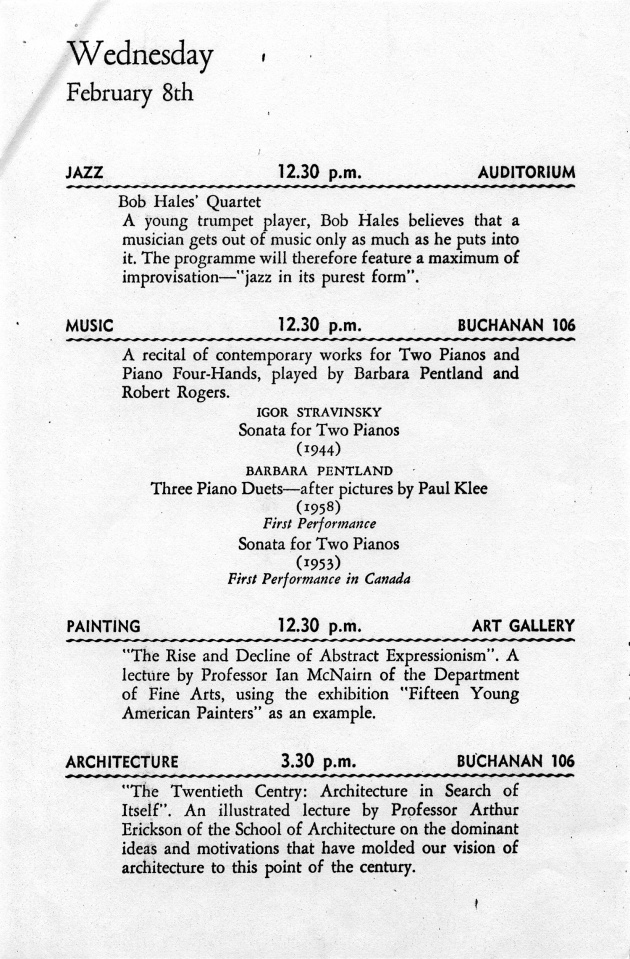 Festival 1961 of the Contemporary Arts Feb. 6th to 11th (pamphlet)