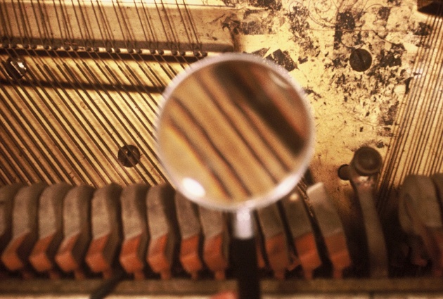 Detail of Al Neil's piano from "What is a Piano" a performance at the Western Front