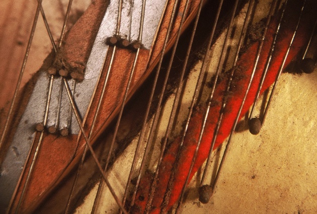 Detail of Al Neil's piano from "What is a Piano" a performance at the Western Front