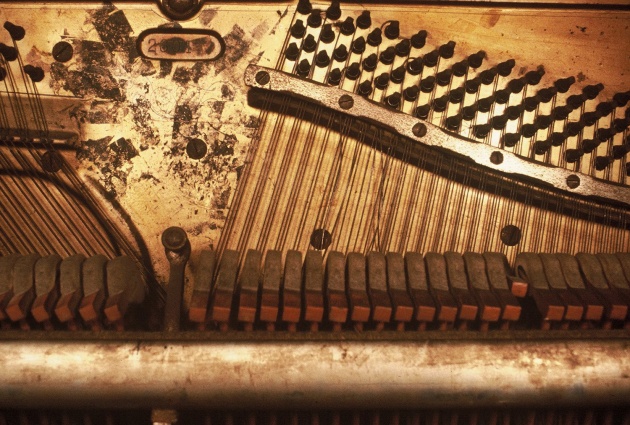 Detail of Al Neil's piano from "What is a Piano" a performance at the Western Front