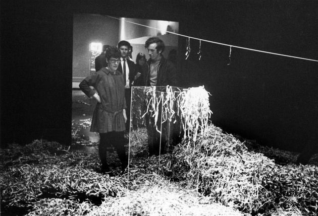 Michael de Courcy, Gathie Falk installation at Intermedia Nights, 1968