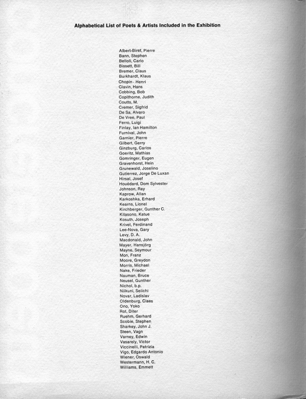 Concrete Poetry Exhibition Catalogue, 1969