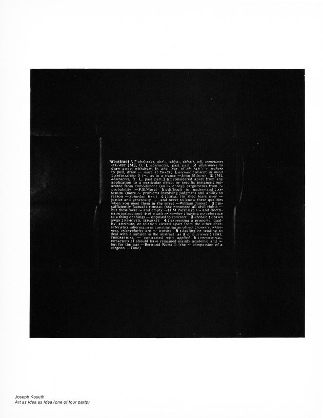 Joseph Kosuth, “Art as Idea as Idea (one of four parts),” 1969