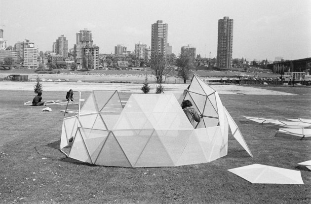 Geodesic dome construction on False Creek, Michael de Courcy