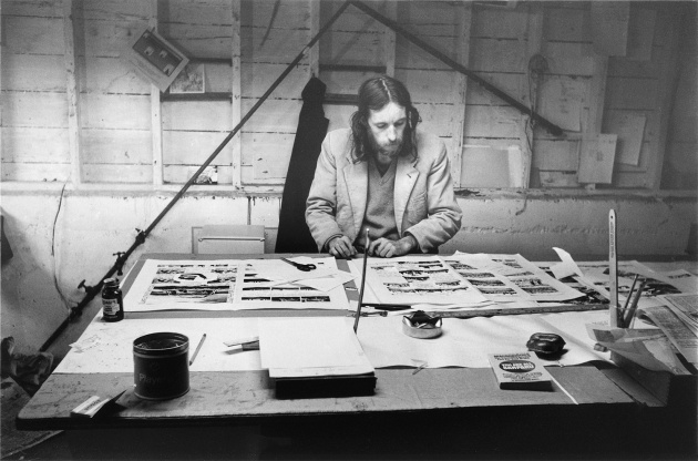 Gerry Gilbert working on the Dome Show's Georgia Straight Newspaper Instert, Michael de Courcy, 1970