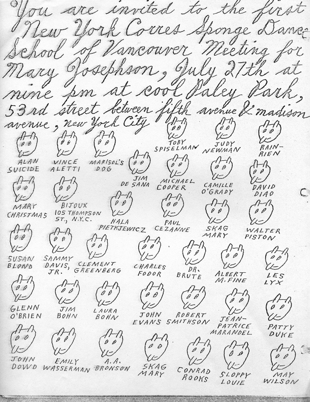 Ray Johnson, New York Corres Sponge Dance School invitation, July 27, 1970