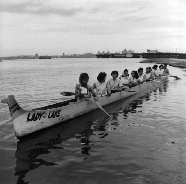 Salish canoe races in North Vancouver, May 1962