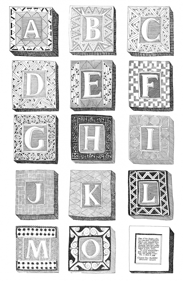 Carole Itter, Alphabet, series of drawings, 1974-75
