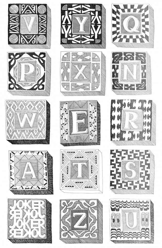 Carole Itter, Alphabet, series of drawings, 1974-75