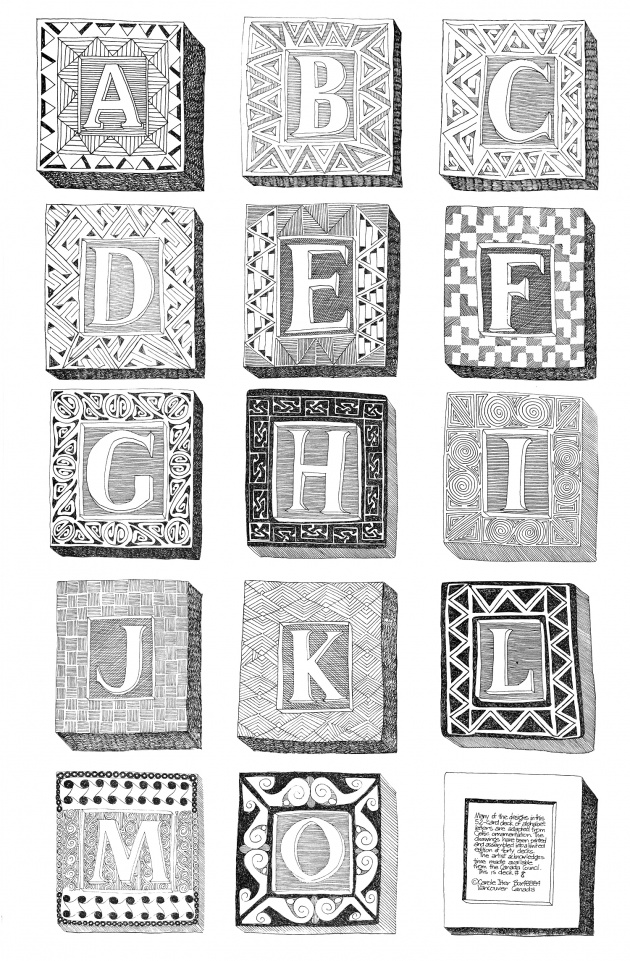 Carole Itter, Alphabet, series of drawings, 1974-75