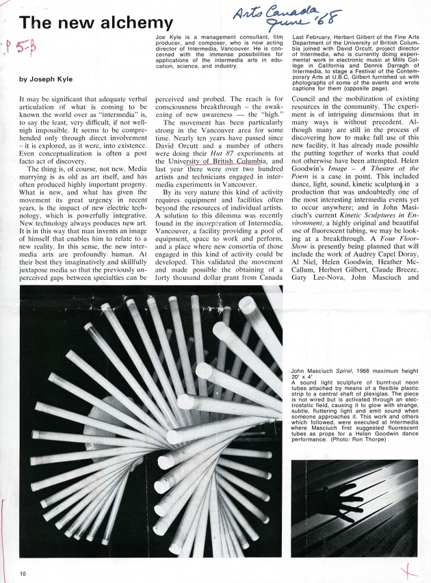 The New Alchemy, artscanada, June 1968 (page 10)