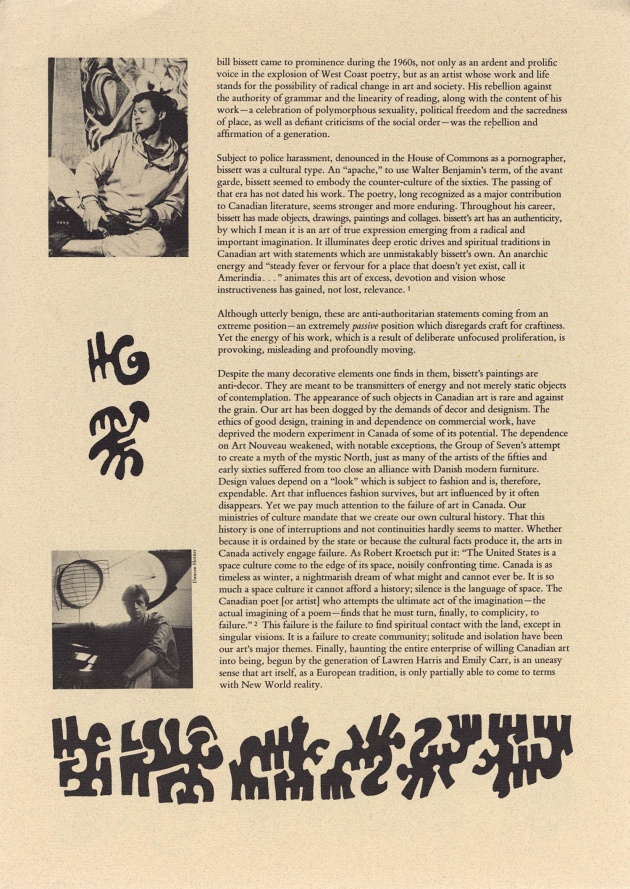 bill bissett, fire in th tempul text, (as published in "fire in the tempul", 1984; Vancouver Art Gallery), 1984